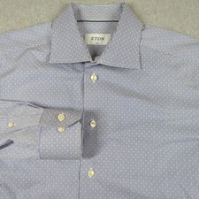 ETON Shirt Mens 16 41 Violet Slim Fit Geometric Casual Dress Button Up Preppy
