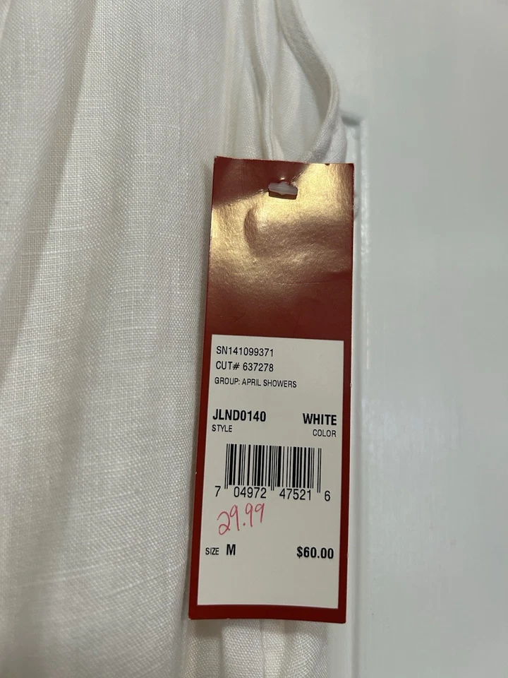 Nuevo con etiquetas Vestido Choices Mujer Mediano Blanco 100% Lino Sin Mangas Playa Abril Duchas Foto 2 de 4