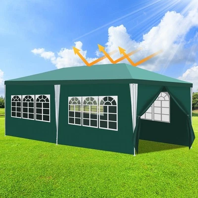 MARKENLOS Pavillon mit Seitenteilen Wasserdicht Partyzelt Gartenzelt UV Schutz 3x3/3x6m