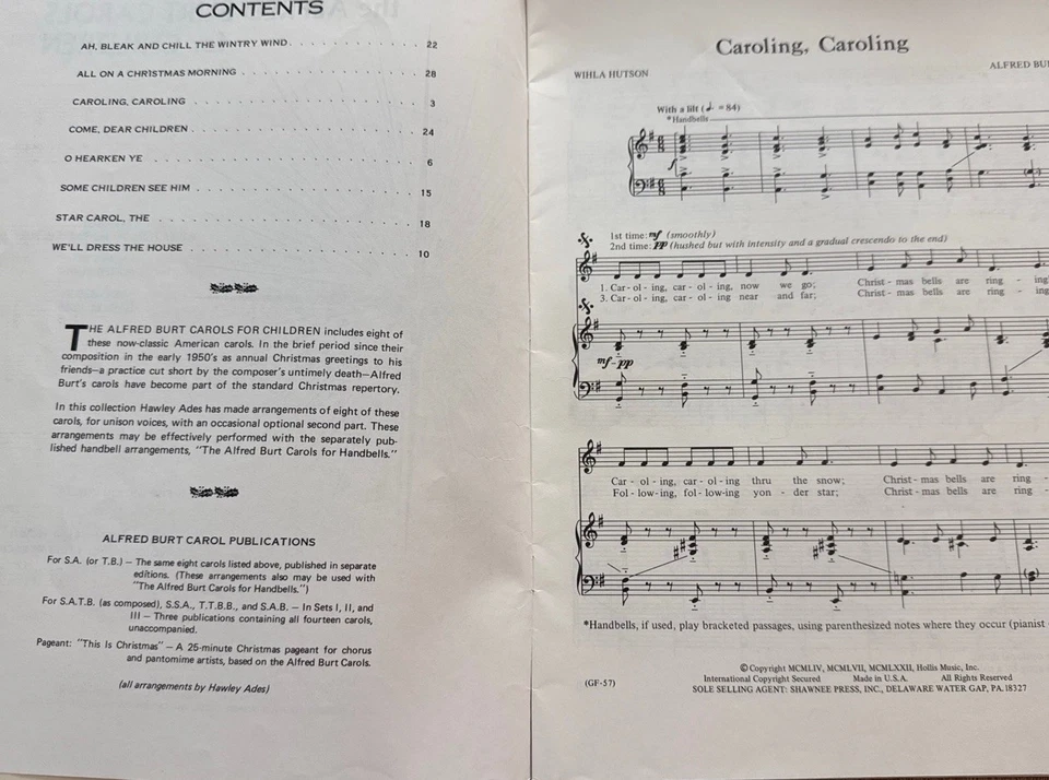 The Alfred Burt Carols for Children 1972 Shawnee Press Vintage Sheet Music - Image 3 of 4
