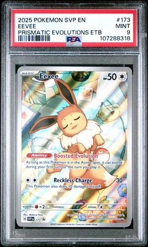 2025 PSA 9 Graded Pokemon Eevee 173/131 Prismatic Evolutions Elite Trainer Box
