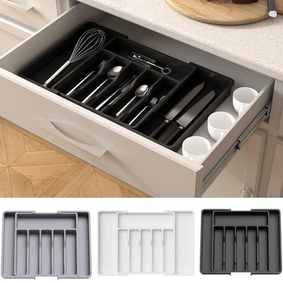Extendable Cutlery Tray Drawer Organiser Insert For Kitchen Utensils Storage New