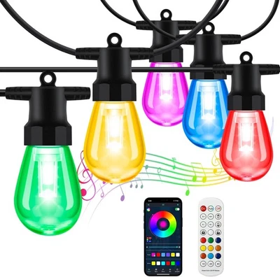 BBG Outdoor String Lights Color Changing - 48FT Sync with Music 48 FT, Multicolor