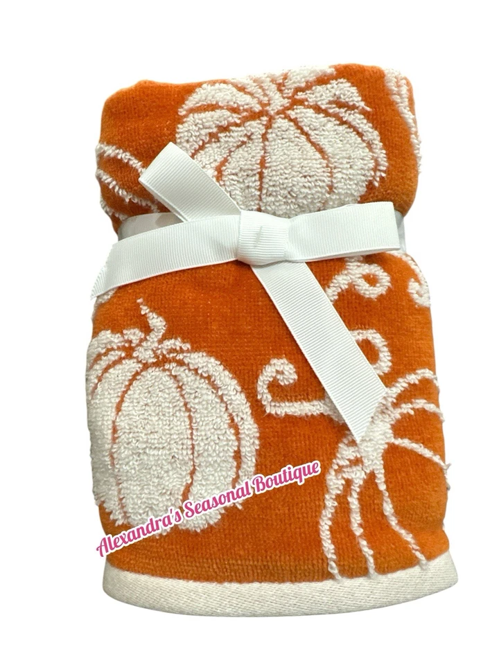 Fall Harvest Thanksgiving Set Of 2 Hand Towels Pumpkins Halloween 100% Cotton  - Image 4 of 4