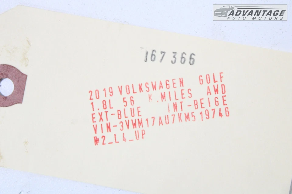 2017-2019 VOLKSWAGEN GOLF ALLTRACK 1.8L TURBO ENGINE MOTOR TIMING CHAIN OEM - Image 3 of 3