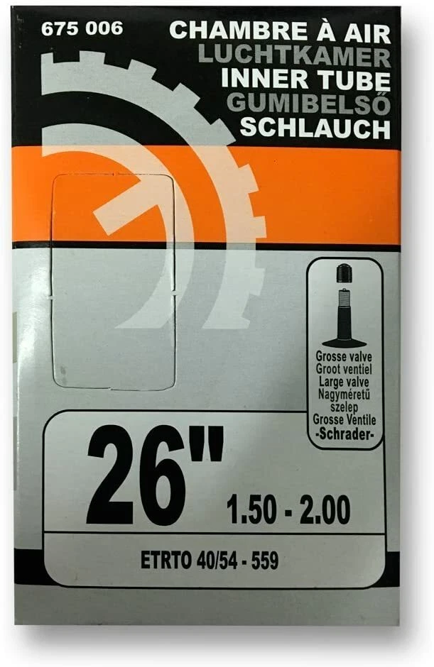 Chambre à air vélo vtt SIXSEPT 26" 1.50-2.00 Schrader grosse valve ETRTO 40/54 - Photo 1/2