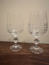 Bohemia Crystal-Crystalex Belfast Water Glasses Blown Glass Water Goblets - 2 *