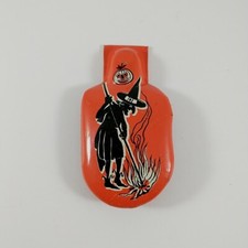 Vtg KIRCHHOF Halloween Tin Litho Noisemaker Clicker Witch Jack-o'-lantern USA