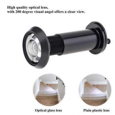 Door Viewer Peephole With 220° Wide Angle – Zinc Alloy, 16mm Drill Bit, Fits 1-1/2" To 2-3/8" Doors, Privacy Cover Included (Black)