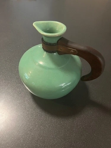 Vintage Bauer Los Angeles California Pottery Green Water Carafe Pitcher