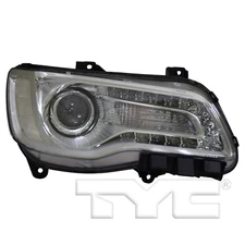 TYC 20-9217-90-9 Headlight Halogen Right Passenger w/ LED DRL Chrome Bezel CAPA