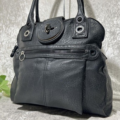Authentic DIESEL Handbag Tote Bag Turnlock Shoulder Bag Black Y2k 