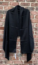 NWT EILEEN FISHER BLACK HAMMERED SILK SCARF/WRAP $198 NIP ITALY