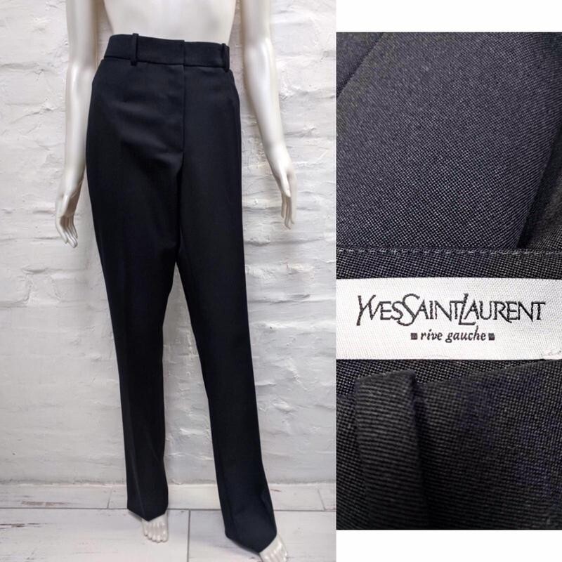 Pantaloni donna YSL Rive Gauche F44 Yves Saint Laurent neri in lana