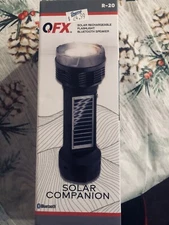 QFX Solar Rechargeable Flashlight Bluetooth Speaker 