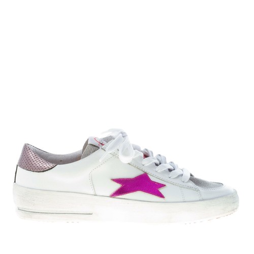 ISHIKAWA scarpe donna Sneaker Basket 1858 in pelle bianco più fuxia e  bronzo | eBay