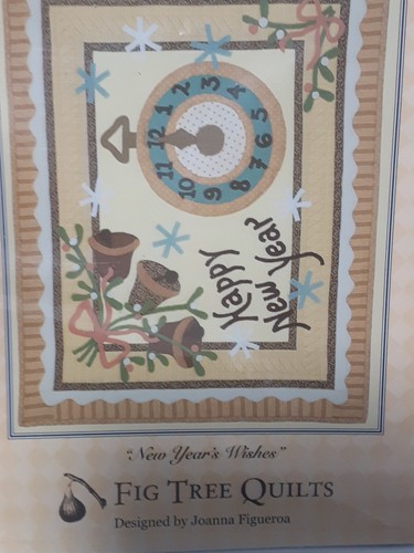 Fig Tree Quilt Pattern Vintage Postcard "NEW YEAR's WISHES" 22 x 28 Wall-hanging - Picture 3 of 8