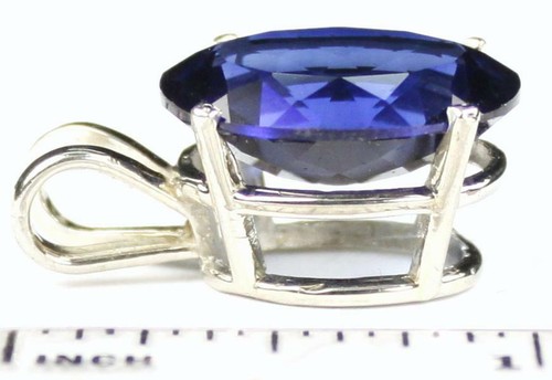 925 Sterling Silber Anhänger, kreierter blauer Saphir, SP084 - Bild 4 von 4