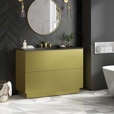 Modway Quantum 48'' Single Sink Bathroom Vanity in Black Gold