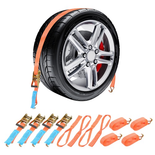 4 Stücke 2T Spanngurt Radsicherung Reifengurt for Auto Transport PKW 2 Tone - Zdjęcie 3 z 10