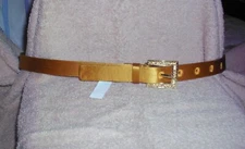 NEW $49 TALBOTS Yellow Satin w/Rhinestone Trimmed Gold Buckle Sz XS ( 2,4 )