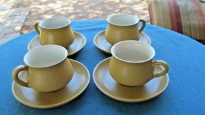 DENBY STONEWARE ODE 4 FLAT CUPS \u0026 4 