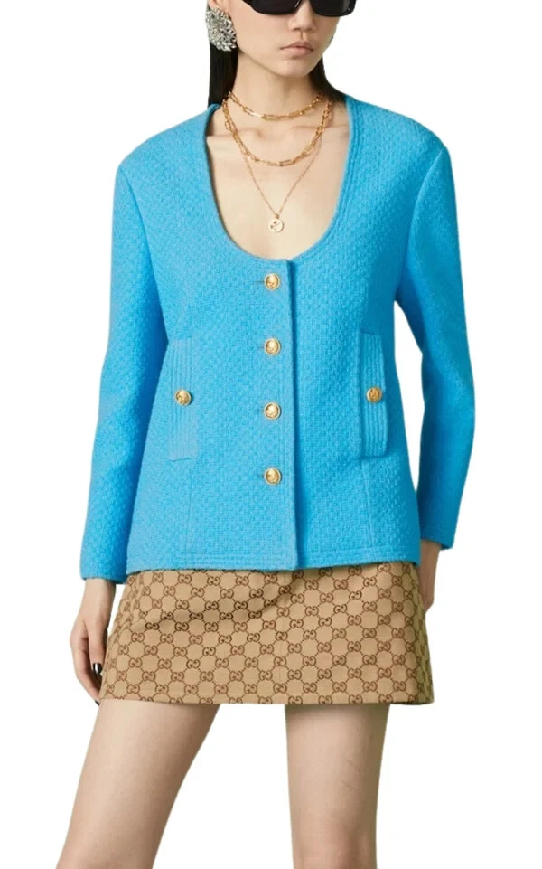 Blazer bleu veste en tweed coton Gucci   Neuf avec étiquette