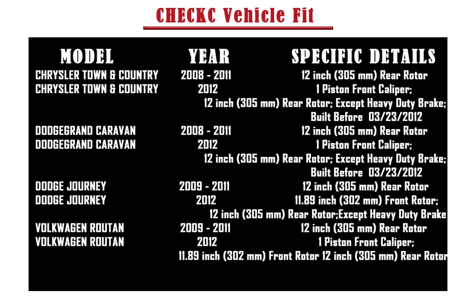 Juego de pastillas de rotores de freno delanteros 305 mm aptos para Chrysler Town & Country 302 mm Foto 2 de 4