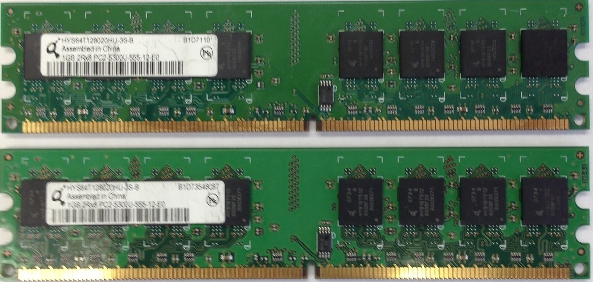 2GB 2x 1GB PC2-5300 DDR2 667 240 pin Non-ECC DIMM Desktop