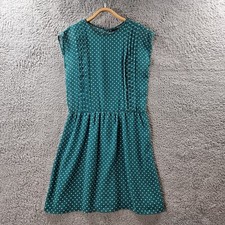 ZARA Womens Dress Size S Green White Spot Sleeveless A-line Drop Waist Casual
