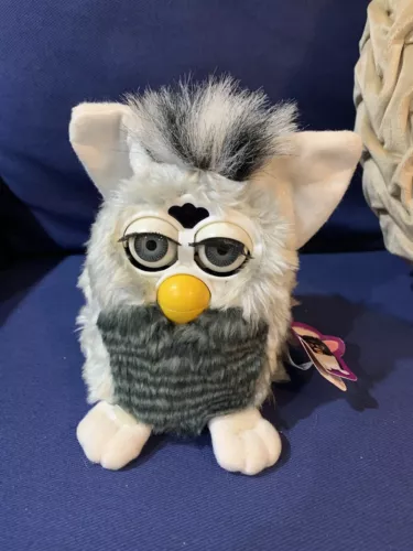 Vintage Raccoon Furby 1998 With Matching Grey Eyes Tested Works Tags RARE
