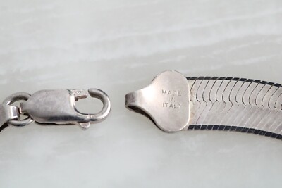 Vintage Milor Italy 924 Sterling Silver Textured Herringbone Chain