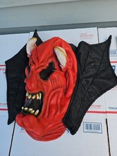 Satan Devil Horns Reaper Hood Death Adult Size Halloween Mask Vintage Trl7 AA