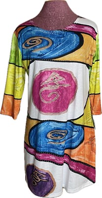 Kristen's Kloset Women's Dress UPF 50+ White Multi with Rhinestone Size XL
