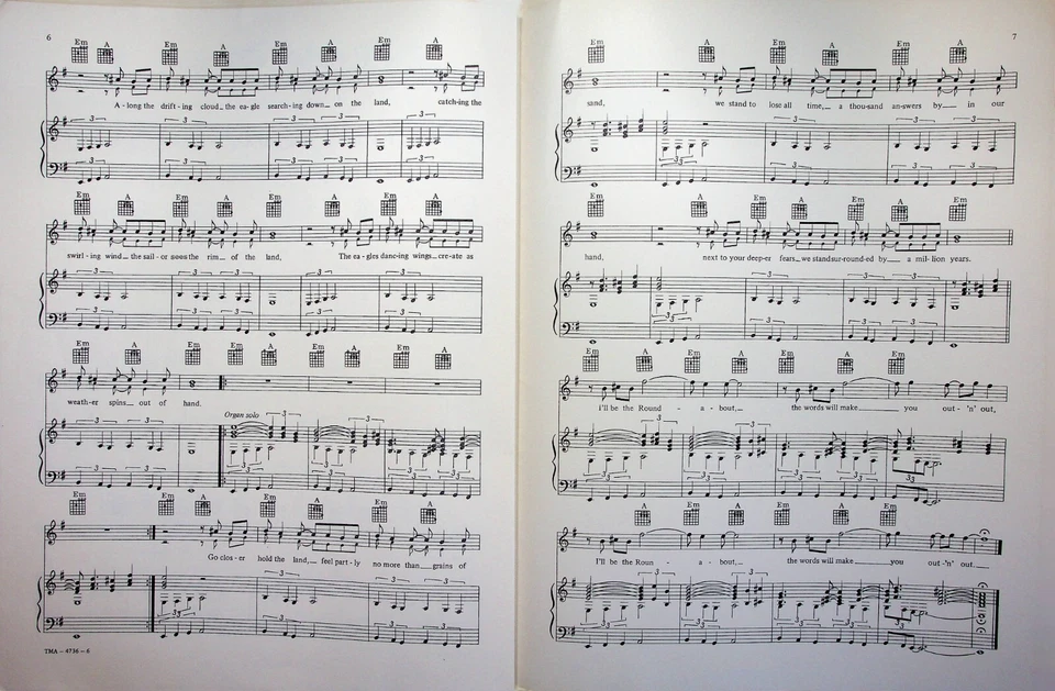 Yes Roundabout Piano Vocal Guitar Sheet Music - Image 3 of 3
