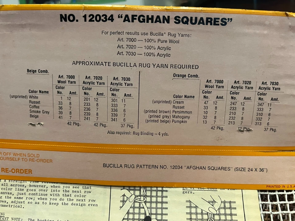 Bucilla Latch Hook Rug Kit #12034 "Afghan Squares" 24"x36" - Image 3 of 4