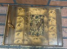 Vintage Engraved Leather Large Photo Album Scrapbook empty