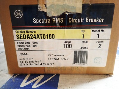 NEW GE SEDA24AT0100 2 pole 100 amp Spectra Breaker Frame 18kA@480v