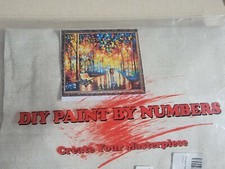 DIY Paint by Numbers on Canvas Autumn in the Park Sunset