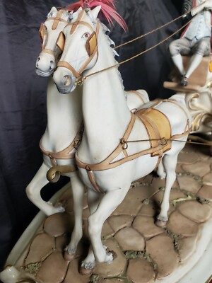 カポディモンテ　CAPODIMONTE 、馬車を引く紳士とプリンセス Capodimonte Porcelain Horse Carriage Sculpture Made in Italy