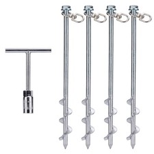Ground Anchors Screw in - 12 Inch Set of 4 - Tent Stakes Heavy Duty