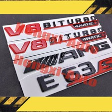 E63S+AMG V8 BITURBO 4MATIC+ Hochglanz-Schwarz-Rot Heck- /Kofferraumabzeichen E63S+AMG V8 BITURBO 4MATIC+ Hochglanz-Schwarz-Rot Heck- /Kofferraumabzeichen