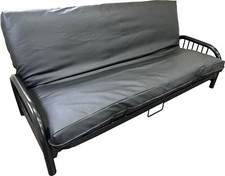 Funda futón completa de vinilo de cuero negro, fundas de colchón, funda de cama