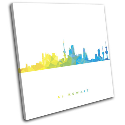 Al Kuwait Skyline Geometric Modern City SINGLE Leinwand Kunst Bild drucken
