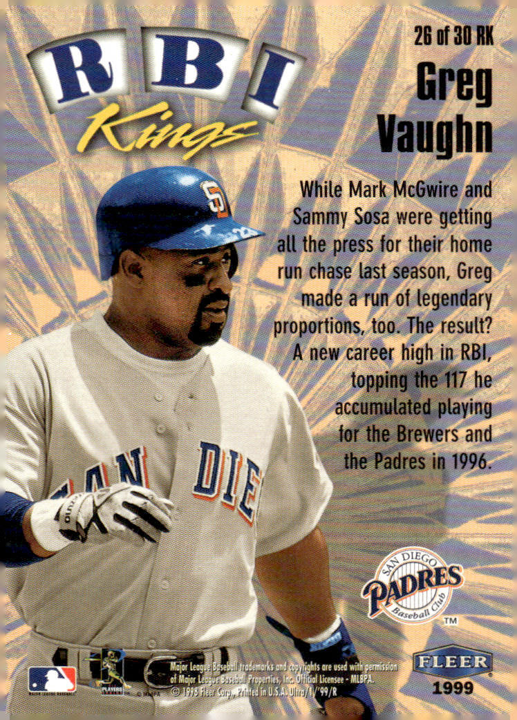 1999 Ultra #26 RK Greg Vaughn RBI Kings | eBay