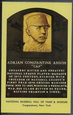 Cap Anson Gold Baseball Hall of Fame Plaque Postcard