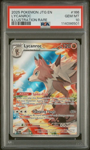 2025 POKEMON JTG EN-JOURNEY TOGETHER ILLUSTRATION RARE #166 LYCANROC PSA 10