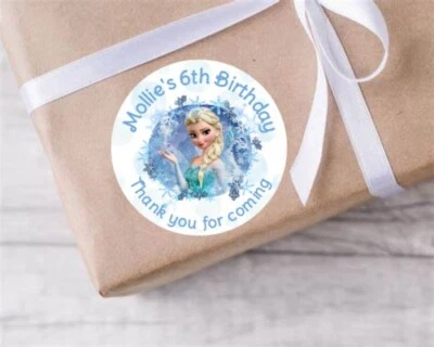 KIRSTYJANE'S INVITES PERSONALISED STICKERS LABELS CIRCLE BIRTHDAY PARTY GIRLS DISNEY FROZEN ELSA ANA