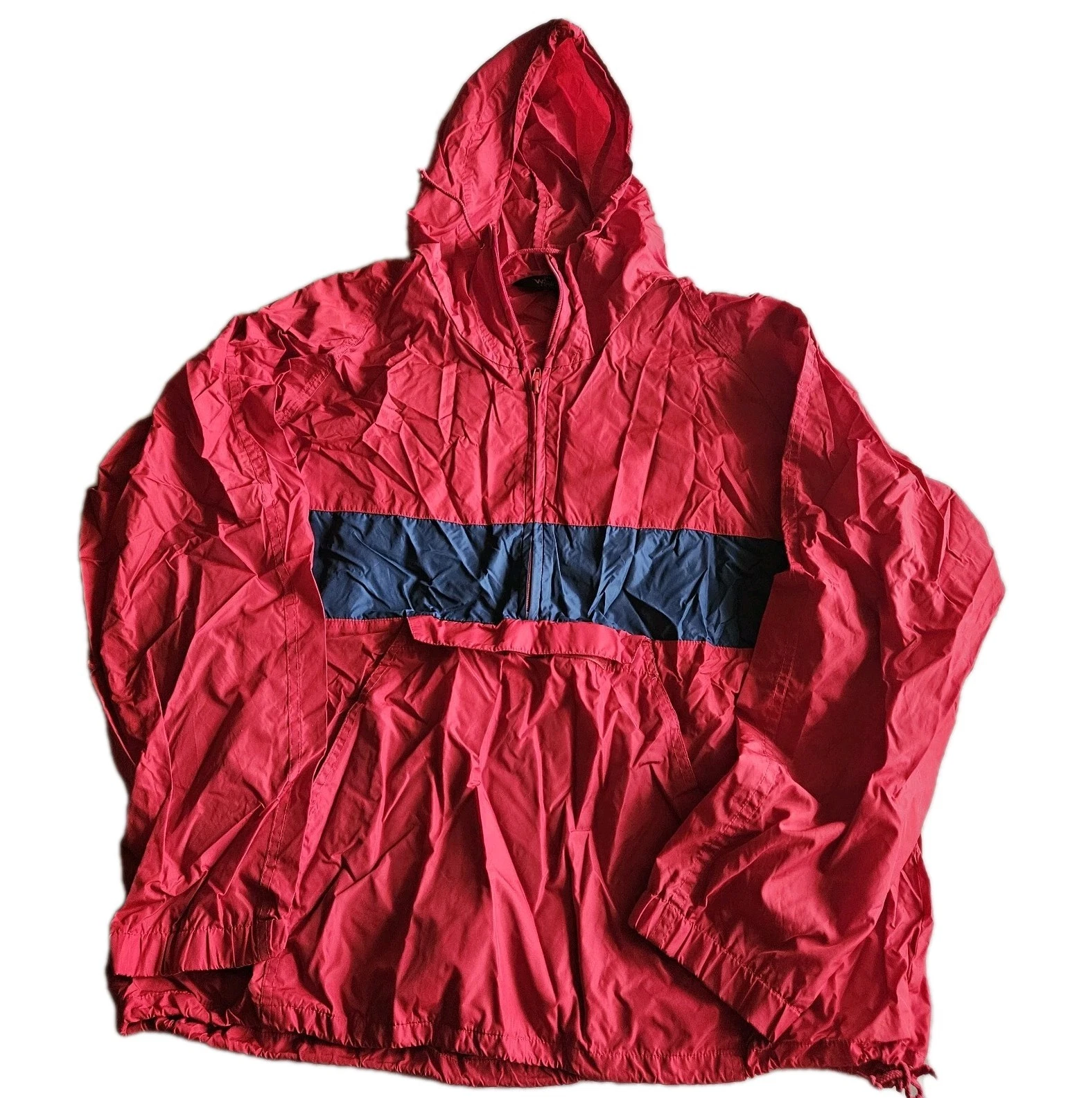 Vtg Woolrich Mens L Windbreaker Jacket Red Pullover Packable Nylon Outdoor Hike
