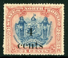 GANDALF - British 1904 North Borneo 4&cent;/24&cent; Claret & Blue Sc #129 Mint H429